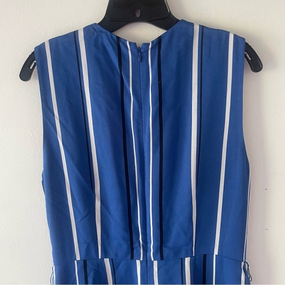 Diane Von Furstenberg Blue White Striped Crossover Jumpsuit 37651 - Picture 6 of 12